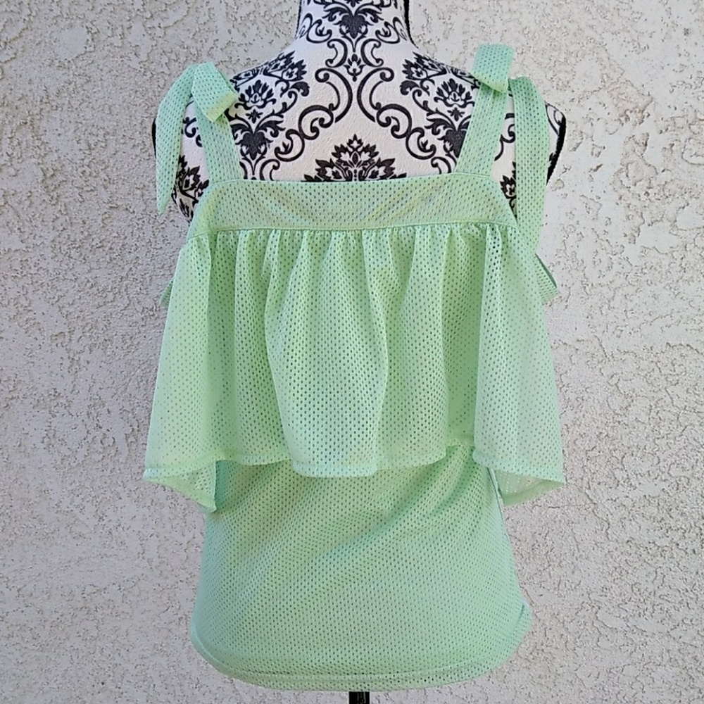 New Puma Off Shoulder Jersey Green Tee Medium - Picture 4 of 7